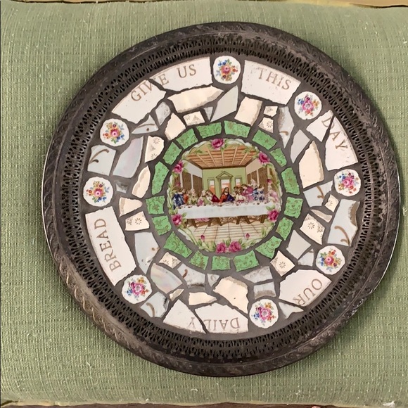 Vintage decorative mosaic tray